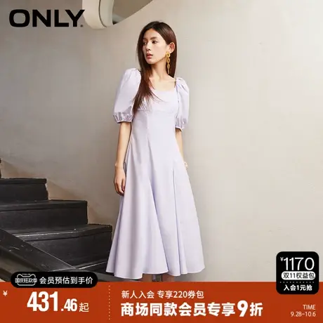ONLY2023秋季新款时尚法式U型领泡泡袖收腰连衣裙女图片