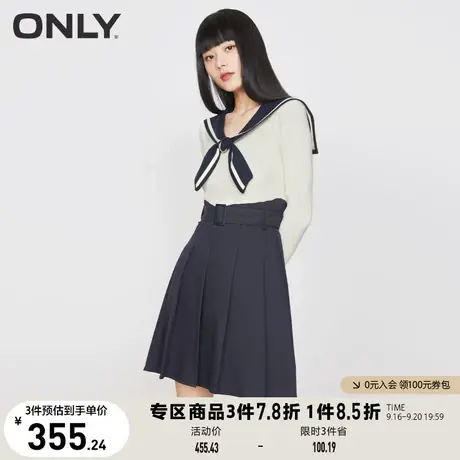 【买4免1】ONLY奥莱夏季新品美式复古撞色海军风假两件连衣裙女商品大图