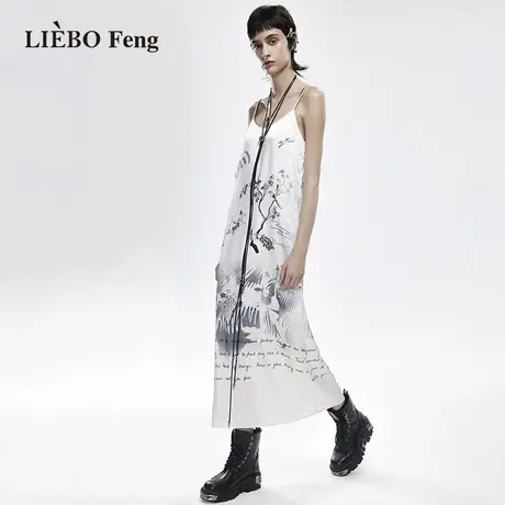 裂帛LIEBOFeng2023年春夏新款新中式国风水墨晕染直筒吊带连衣裙图片