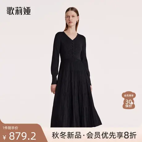 歌莉娅冬季新品高级感可机洗羊毛连衣裙气质通勤小黑裙1BCC4G230图片