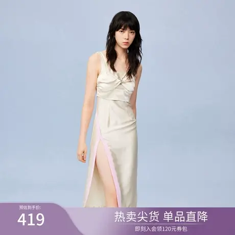 RIENYRE正式场合连衣裙2023夏季新款法式高级质感吊带无袖一步裙图片