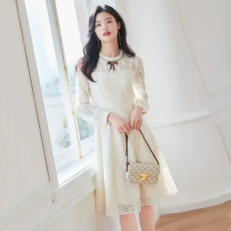 韩版减龄蕾丝连衣裙2022年春季新款女时尚气质淑女洋气中长款裙子图片