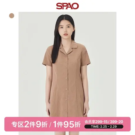SPAO女士春季新款直筒衬衫型短袖短款连衣裙SPOWD26S20商品大图