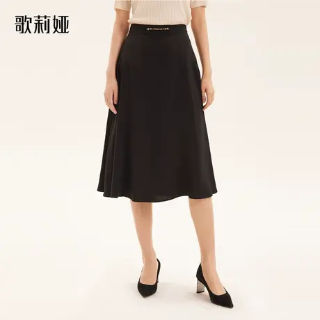 歌莉娅半身裙秋季新款高腰显瘦三醋酸气质小黑裙半截裙1A7L2A050图片