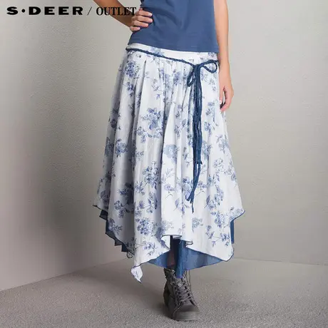 【上新】sdeer圣迪奥专柜正品女装夏素雅青花不规则摆半裙2281186图片