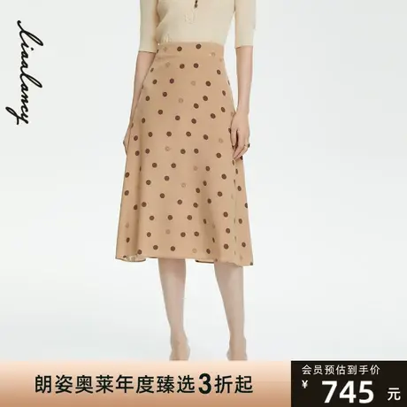 LANCY/朗姿女装22春夏新款波点半身裙蚕丝短裙女士优雅商场同款图片