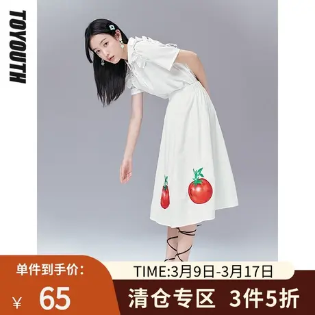 TOYOUTH初语半身裙女夏季新款趣味番茄小众设计甜酷半身伞裙图片