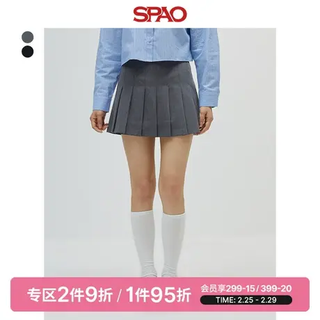 SPAO韩国同款春季新款 西装jk百褶短裙女a字半身裙SPWHD49G52图片