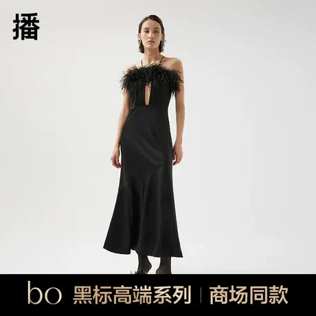 播黑标高端系列商场同款黑色连衣裙女设计感小众小黑裙BDQ4LD0638图片