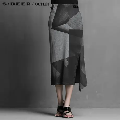 【多件多折】sdeer圣迪奥专柜正品女空间感几何印花长裙S14281134图片
