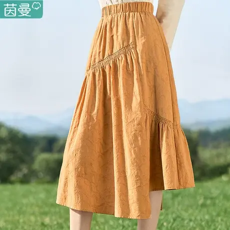 茵曼不规则半身裙女法式2023秋季新款高腰遮胯显瘦长裙子a字半裙图片