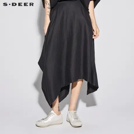 sdeer圣迪奥新款女装夏装圆环搭片不规则摆A版半身长裙S18281126图片
