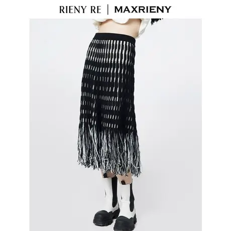 RIENYRE半身裙女新款黑色大码包臀裙复古不规则法式高级气质长裙图片
