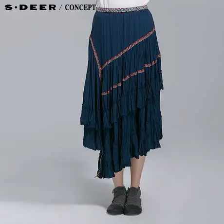 sdeer圣迪奥2014新款女装夏民族风层次感半身长裙3281151图片