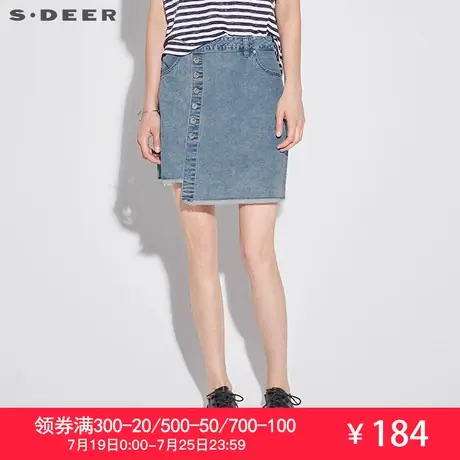 sdeer圣迪奥2019夏装新款甜美清新A字版型半身牛仔短裙S18261317商品大图