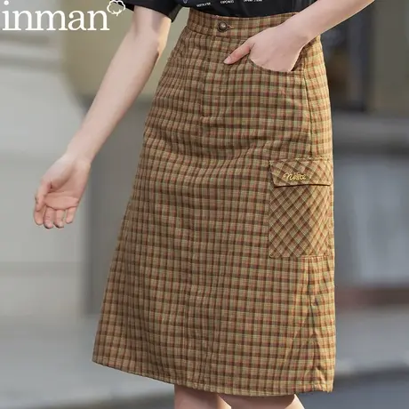 茵曼梨涡系列显瘦半身短裙女2024夏季新款包臀气质高腰a字裙子图片