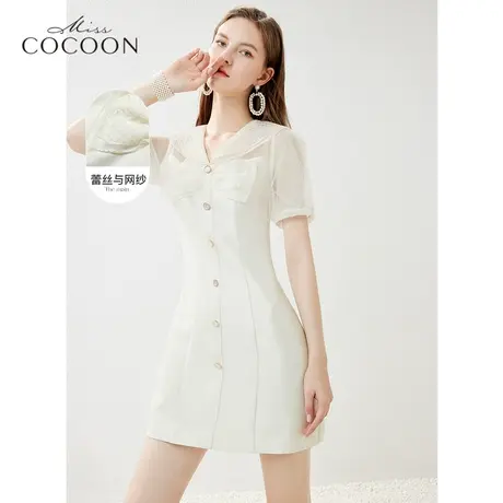 missCOCOON娃娃领连衣裙女2023夏季新款高级感法式设计感小众裙子商品大图