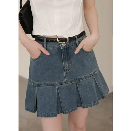 【7折清仓】牛仔短裙a字梨形身材夏季女半身裙设计感小众2022新款图片