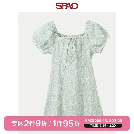 SPAO韩国同款春季新款一字领A版休闲连衣裙SPOWD25W92图片