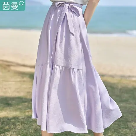 茵曼官方旗舰店法式半身裙女2024年夏季新款高腰中长款裙子赫本风图片