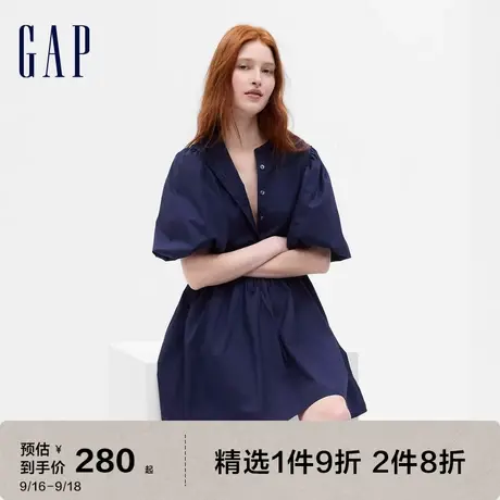 Gap女装夏季2023新款洋气轻薄修身泡泡袖连衣裙665835通勤休闲裙图片