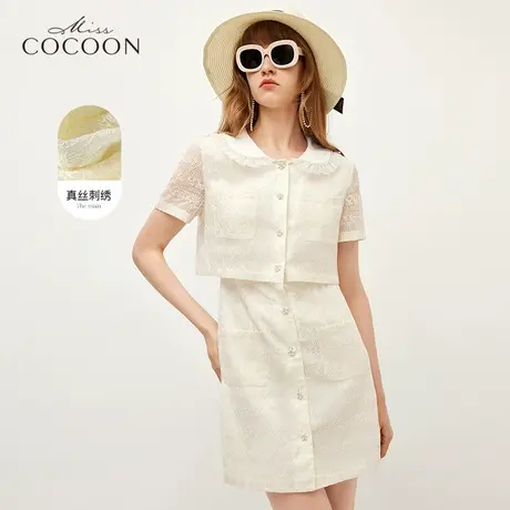 miss COCOON法式小A裙2023夏新款女设计感小众真丝假两件连衣裙图片