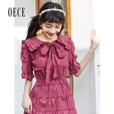 Oece设计感连衣裙夏装新款女装可仙可甜法式早春复古收腰裙子图片