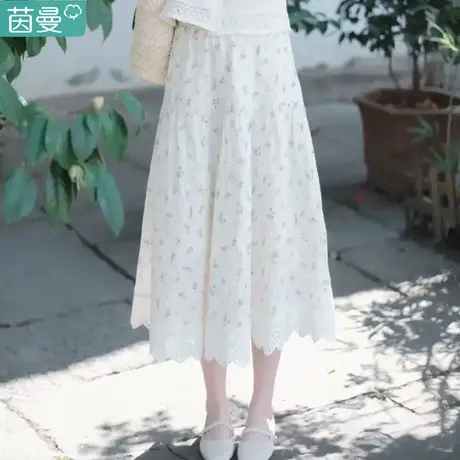 茵曼法式碎花半身裙设计感小众女2024夏季新款纯棉A字中长款裙子图片