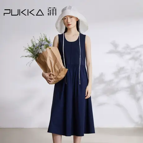 蒲PUKKA 原创设计2023早秋拼接极简风宽松显瘦背心吊带连衣裙商品大图