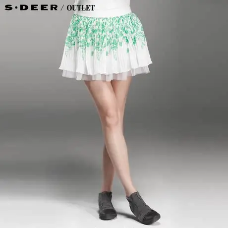 【活动】sdeer圣迪奥专柜夏装渐变绿花网纱短裙S13281329图片