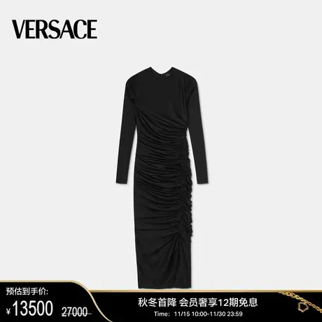 【新年礼物】 VERSACE/范思哲 女士扭结镂空迷笛长袖连衣裙图片