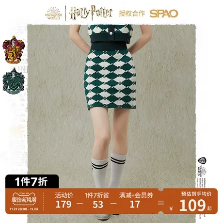 SPAO哈利波特合作系列春季满印修身包臀裙格纹半身短裙SPWKC49D13图片