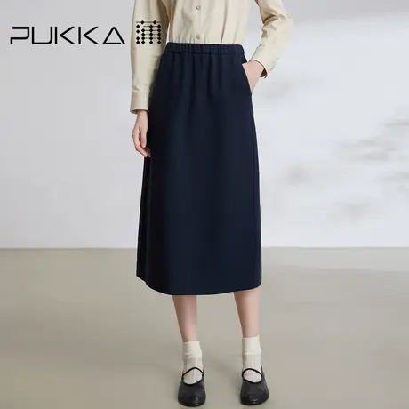 蒲PUKKA 知识分子风舒适肌理针织微弹半身裙2023秋图片