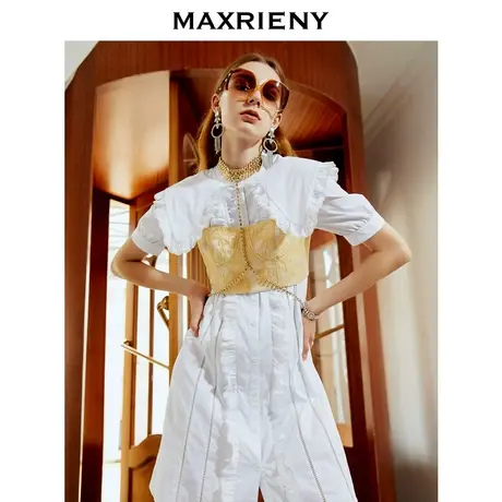 MAXRIENY白衬衫连衣裙女夏季短袖公主裙洋气图片