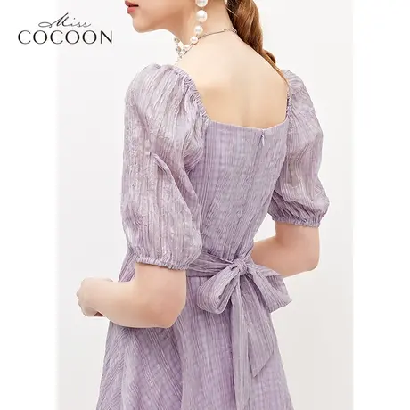 miss COCOON法式泡泡袖连衣裙女2023新款夏季短袖小个子显瘦a字裙图片