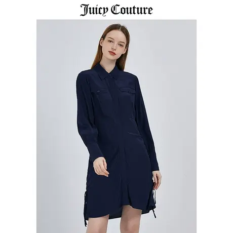 Juicy Couture橘滋真丝连衣裙春季新款气质衬衫裙子法式收腰显瘦图片