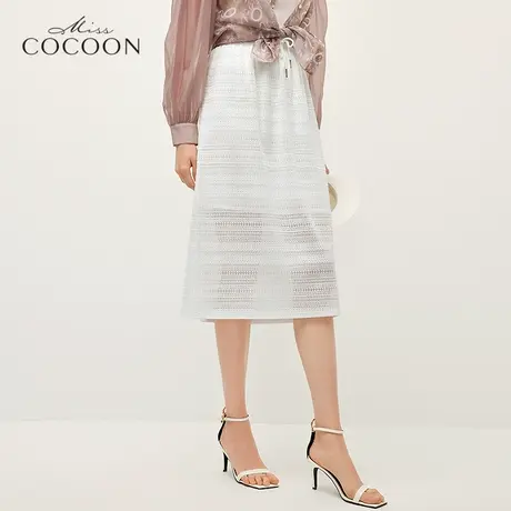 missCOCOON蕾丝裙子2022夏季新款女装时尚高腰百搭白色A字半身裙图片