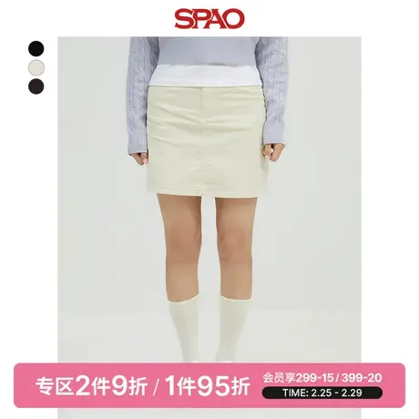SPAO韩国同款春季新款灯芯绒包臀裙女士半身裙SPWHD4TG01图片