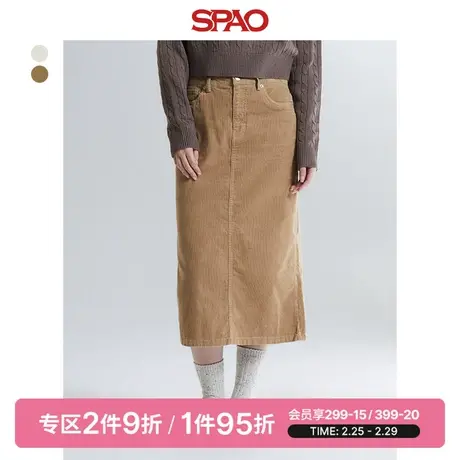 SPAO韩国同款春季新品灯芯绒a字包臀半身裙女裙SPWHD4TG02图片