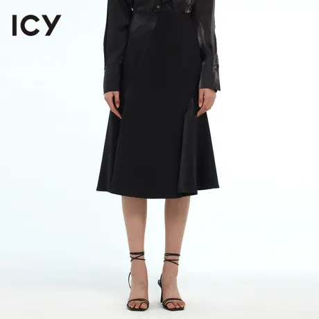 icy原创春季新款都市风简约个性设计感不规则拼接半身裙商品大图