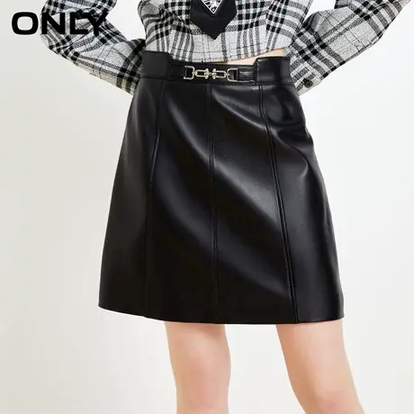 ONLY奥莱2023春季新款时尚通勤显瘦A字皮革短款半身裙图片