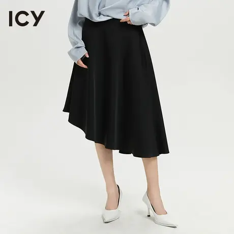 icy2023春季新款时髦设计感高腰不对称半身裙伞裙【梦会停设计】商品大图