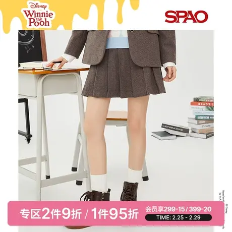 SPAO小熊维尼联名春季新款时尚百搭百褶半身短裙SPWHC11D01图片