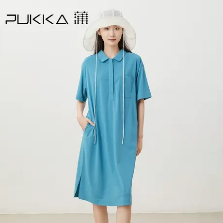 蒲PUKKA 原创设计女装2023春夏新品针织棉Polo轻运动短袖连衣裙商品大图