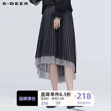 S·DEER圣迪奥女装秋季新款时尚层次网纱拼接长裙S20381107商品大图