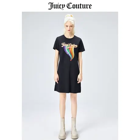 Juicy Couture橘滋美式夏季新款时尚显瘦印花休闲宽松T恤连衣裙女商品大图