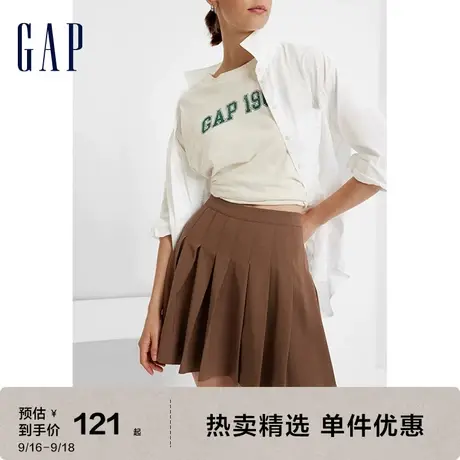 Gap女装2023秋季新款弹力学院风百褶裙427505复古半身裙图片