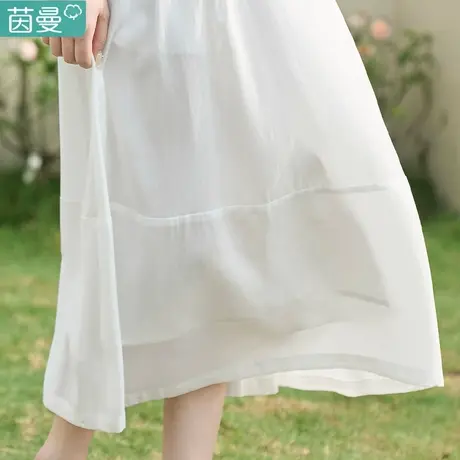 茵曼女夏季蓬蓬夏天白色半身裙子高级感2024新款仙女超仙森系长裙图片