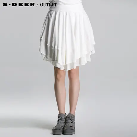 sdeer圣迪奥2014新款春装女装毛线拼接弧度摆半身裙短裙3181319图片