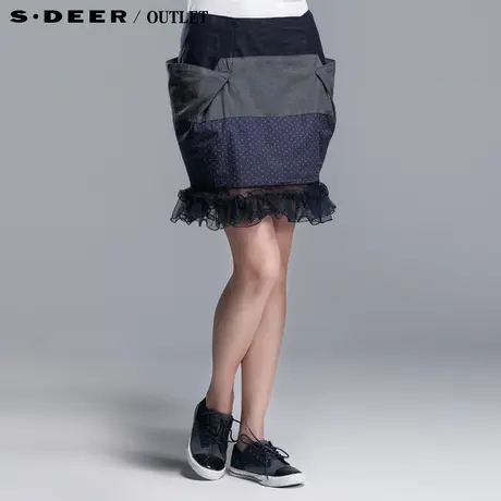 sdeer圣迪奥2014新款夏装女装包臀显瘦棉麻半身裙短裙3281344图片